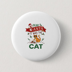 Beste Kerstman Het Was Kat Oranje Kerst Ornament Ronde Button 5,7 Cm