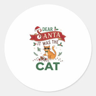 Beste Kerstman Het Was Kat Oranje Kerst Ornament Ronde Sticker