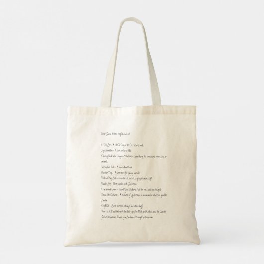 Beste Kerstman, Hier is mijn verlanglijstje - Canv Tote Bag (Achterkant)