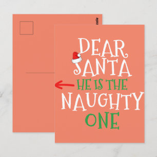 Beste kerstman, hij is de onaughty die een cadeaut briefkaart