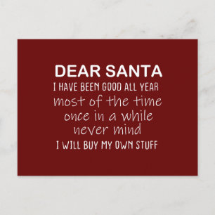 Beste kerstman, ik ben een goede grappige brief aa briefkaart