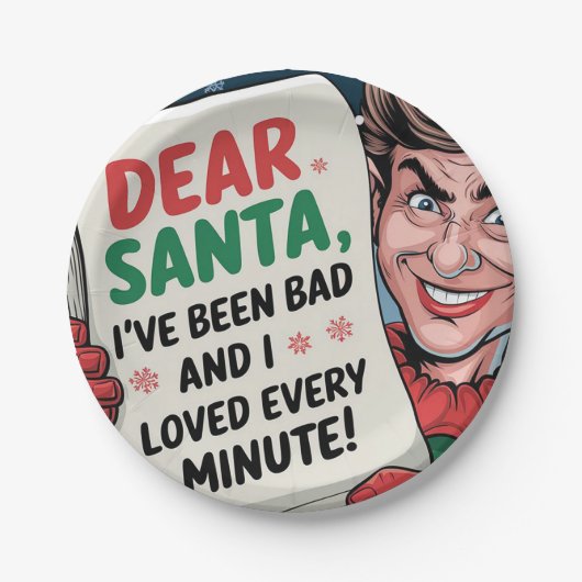 Beste Kerstman, ik ben slecht Kerst Elf Fun Design Papieren Bordje (Voorkant)