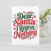 Beste kerstman, ik betreur niets feestdagenkaart (Staand voorkant)