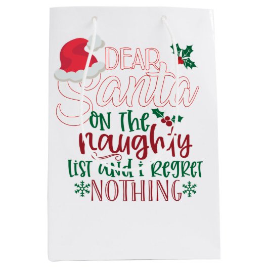 Beste kerstman, ik betreur niets medium cadeauzakje (Voorkant)