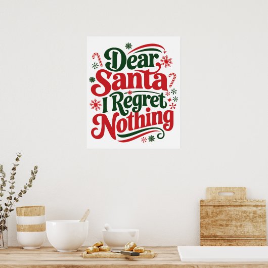 Beste kerstman, ik betreur niets poster (Keuken)