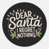 Beste kerstman, ik betreur niets van kerstfamilie. ronde sticker (Voorkant)