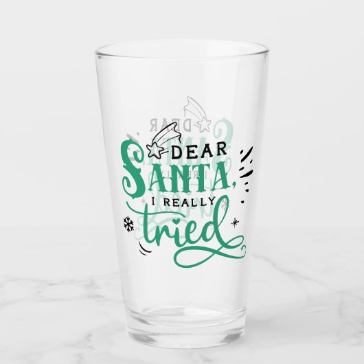 Beste kerstman, ik heb echt geprobeerd | Fun-kerst Glas (Voorkant)