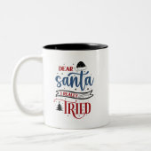 Beste Kerstman, ik heb echt geprobeerd retro grapp Tweekleurige Koffiemok (Links)