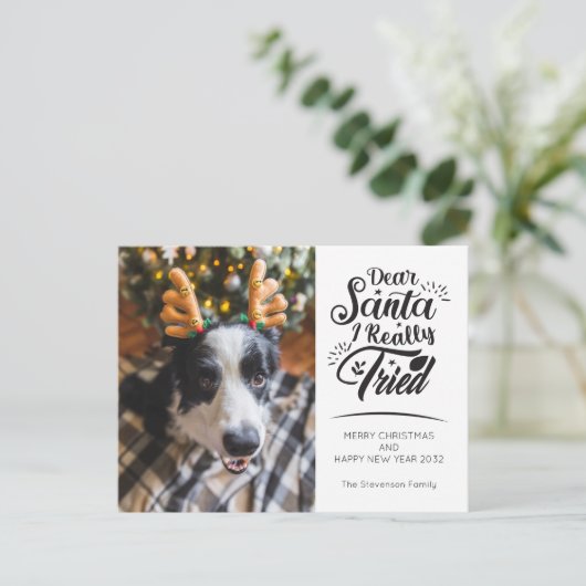 Beste kerstman, ik heb een kind met een huisdier g feestdagenkaart (Staand voorkant)