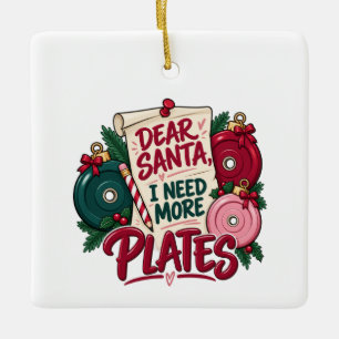 Beste Kerstman, ik heb meer platen nodig met Kerst Keramisch Ornament