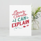 Beste kerstman, ik kan het uitleggen bedankkaart (Staand voorkant)