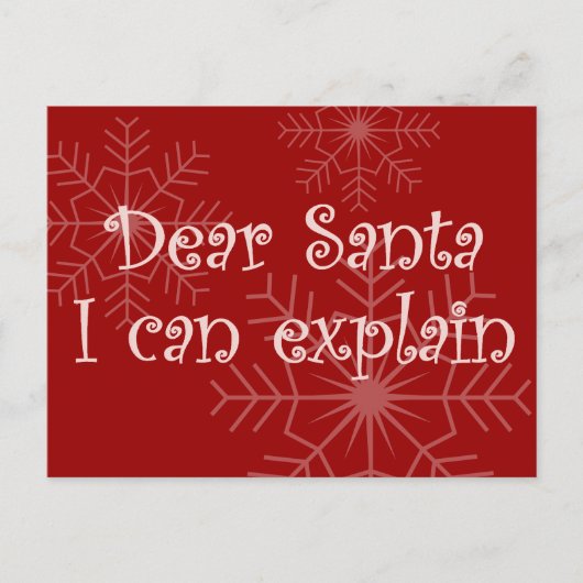 Beste kerstman, ik kan het uitleggen feestdagenkaart (Voorkant)