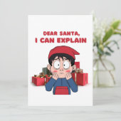 Beste Kerstman, ik kan het uitleggen Schuldig Kers Feestdagenkaart (Staand voorkant)