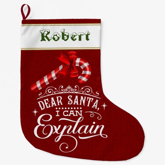 Beste Kerstman ik kan Kerststok Monogram uitleggen Grote Kerstsok (Voorkant)