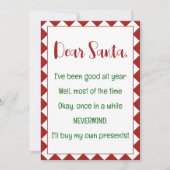 Beste Kerstman, ik koop mijn eigen spullen Grappig Kaart (Voorkant)