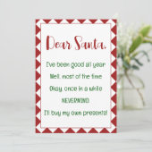 Beste Kerstman, ik koop mijn eigen spullen Grappig Kaart (Staand voorkant)