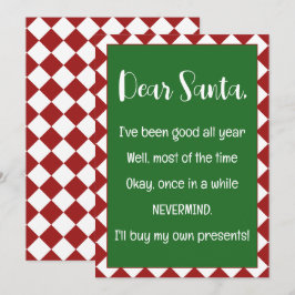 Beste Kerstman, ik koop mijn eigen spullen Leuk Ke Kaart