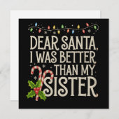 Beste Kerstman Ik Was Beter Dan Mijn Zus Kerstmis Feestdagenkaart (Voorkant / Achterkant)