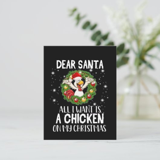 Beste kerstman, ik wil alleen maar een kip met Ker Bedankkaart (Staand voorkant)