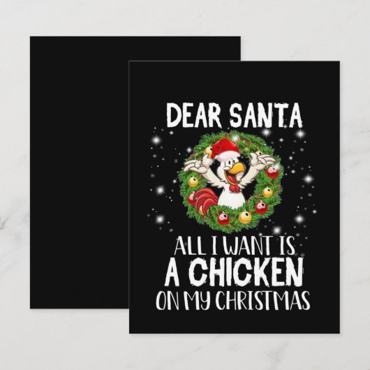 Beste kerstman, ik wil alleen maar een kip met Ker Bedankkaart (Voorkant / Achterkant)