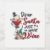 Beste kerstman, ik wil alleen wijn wijn etiket (Enkel label)
