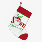 Beste kerstman, ik wil alles kleine kerstsok (Voorkant (Hangend))