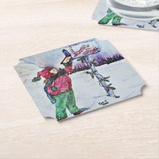 Beste kerstman kartonnen onderzetters (Gekanteld)