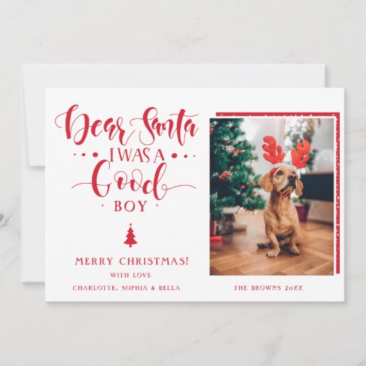 Beste Kerstman Kerst Jongen | Meisje Hond Eigen Fo Feestdagenkaart (Voorkant)