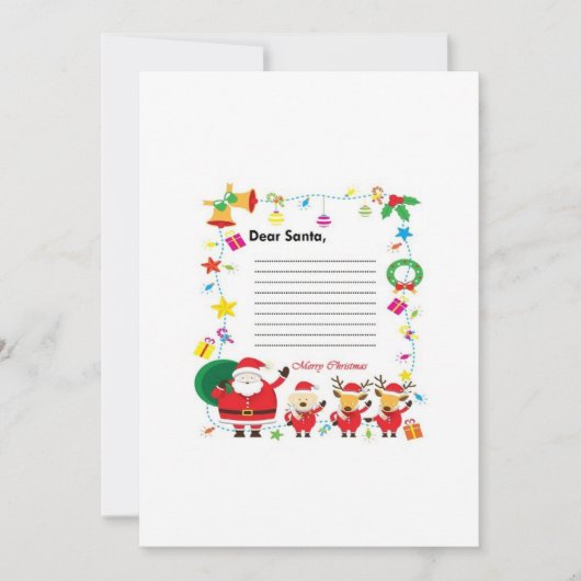 Beste Kerstman, Kerstmis Verlanglijstje voor Kinde Kaart (Voorkant)