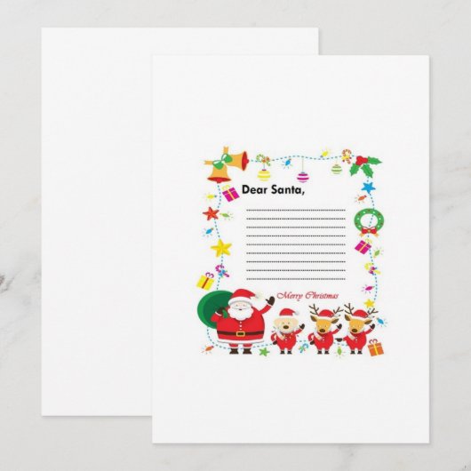 Beste Kerstman, Kerstmis Verlanglijstje voor Kinde Kaart (Voorkant / Achterkant)