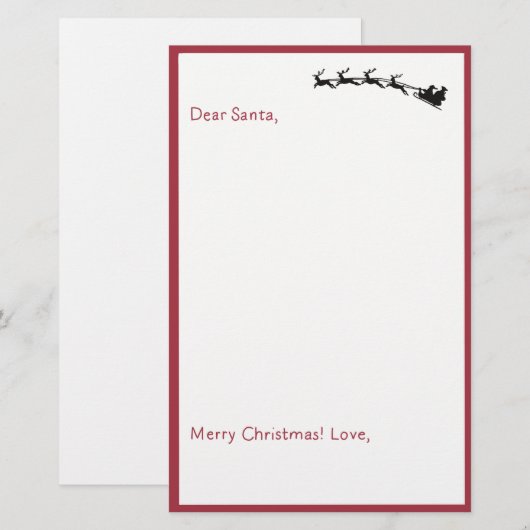 Beste Kerstman - Kinder brief aan Santa Unlining (Voorkant / Achterkant)