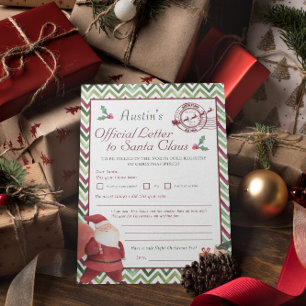 Beste kerstman   Kinder persoonlijke brief aan de  Kaart