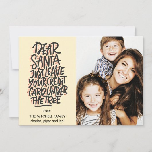 Beste kerstman, laat je Kaart met krediet schamele (Voorkant)