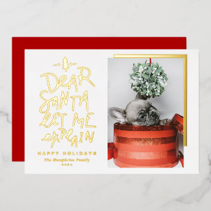 Beste Kerstman Laat Me Uitleggen Lettering Foto Folie Feestdagenkaart