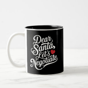 Beste Kerstman Laten we onderhandelen Grappig Kers Tweekleurige Koffiemok