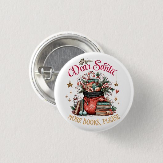 Beste Kerstman, Meer Boeken Alsjeblieft Ronde Button 3,2 Cm (Voorkant /achterkant)