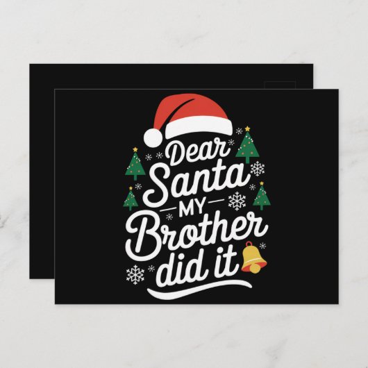 Beste kerstman, mijn broer heeft het grappig gemaa briefkaart (Voorkant / Achterkant)