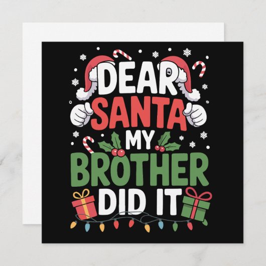 Beste kerstman, mijn broer heeft het grappig gemaa feestdagenkaart (Voorkant / Achterkant)