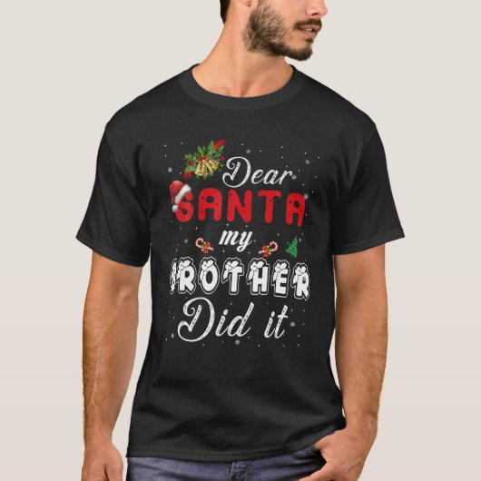 Beste kerstman, mijn broer heeft het Kinder, grapp T-shirt (Voorkant)