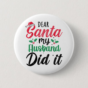 Beste kerstman, mijn man heeft het grappige famili ronde button 5,7 cm