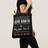 Beste kerstman, mijn zuster heeft het lelijk gedaa tote bag (Dichtbij)