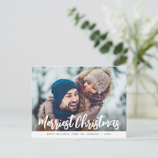 beste kerstman modern handschrift briefkaart (Staand voorkant)