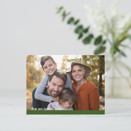 beste kerstman moderne scriptfoto briefkaart (Staand voorkant)