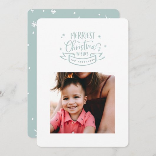 beste kerstman moderne scriptfoto feestdagenkaart (Voorkant / Achterkant)