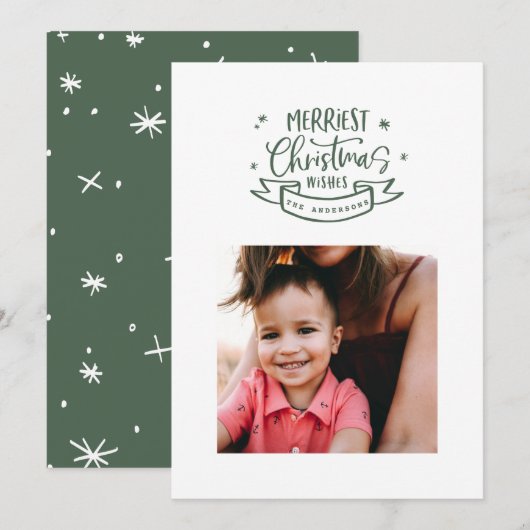 beste kerstman moderne scriptfoto feestdagenkaart (Voorkant / Achterkant)