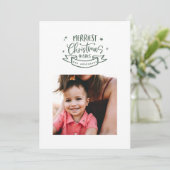 beste kerstman moderne scriptfoto feestdagenkaart (Staand voorkant)