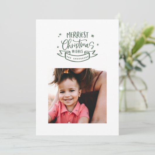 beste kerstman moderne scriptfoto feestdagenkaart (Staand voorkant)