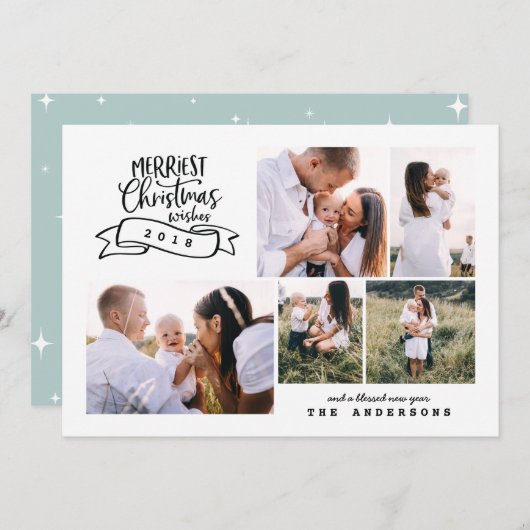 beste kerstman moderne scriptfoto feestdagenkaart (Voorkant / Achterkant)