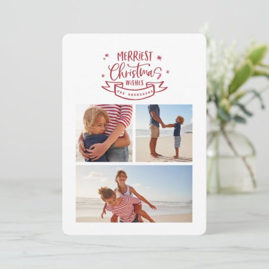 beste kerstman moderne scriptfoto feestdagenkaart (Staand voorkant)