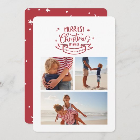 beste kerstman moderne scriptfoto feestdagenkaart (Voorkant / Achterkant)